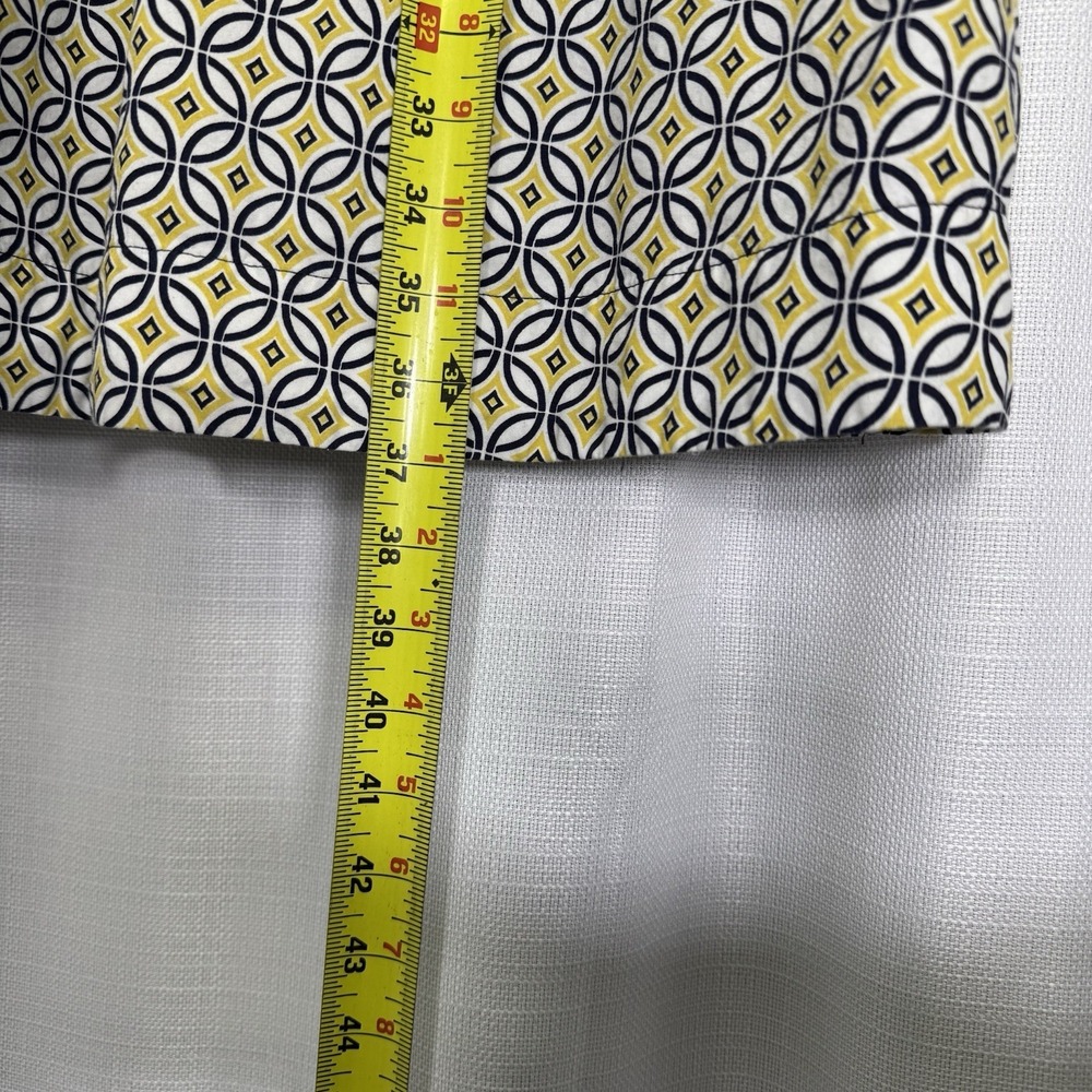 Boden Womens 14R Smocked Waist Fit Flare Cotton Dress Yellow Navy Trance Preppy - Picture 12 of 14